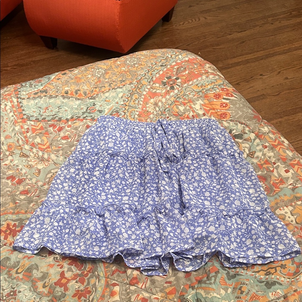 Sienna Sky Blue and White Floral Mini Skirt